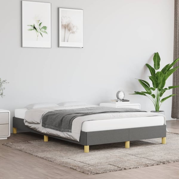 vidaXL sengeramme uden madras 120x190 cm stof enkeltseng Mørkegrå