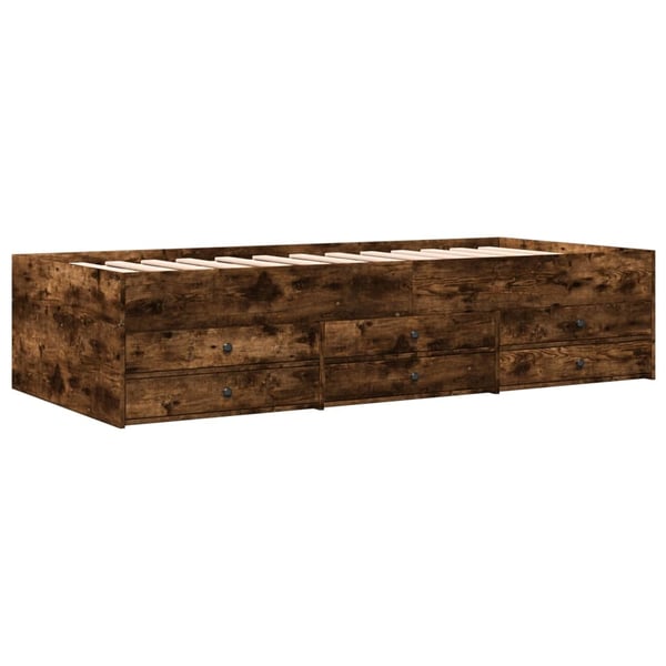 vidaXL Dagseng med skuffer uten Madrass røkt eik 100x200 cm