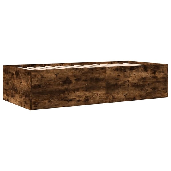 vidaXL Dagseng med skuffer uten Madrass røkt eik 100x200 cm