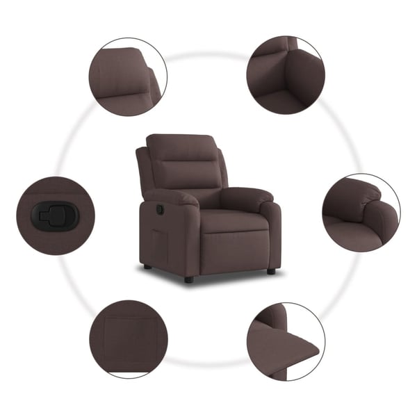 vidaXL Reclinerfåtölj mörkbrun tyg