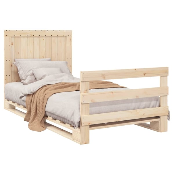 vidaXL Sengeramme med hodegavl 100x200 cm heltre furu