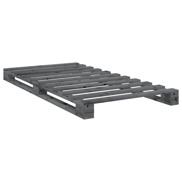 vidaXL Sengeramme med hodegavl grå 100x200 cm heltre furu