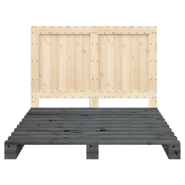 vidaXL Sengeramme med hodegavl grå 140x200 cm heltre furu
