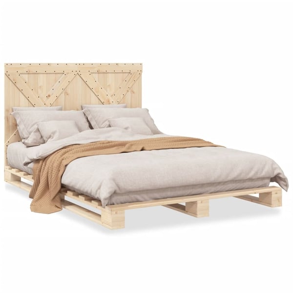 vidaXL sengeramme med sengegavl 140x200 cm massivt fyrretræ hvid