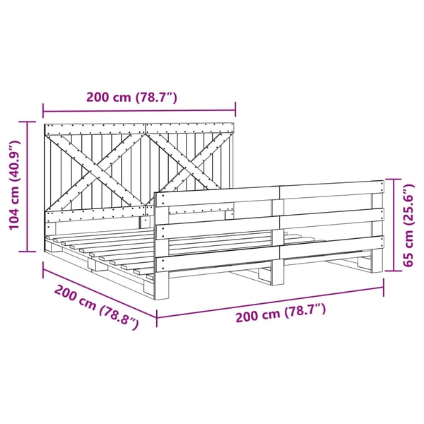 vidaXL Sengeramme med hodegavl 200x200 cm heltre furu