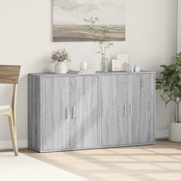 vidaXL skænke 2 stk. 60x31x70 cm konstrueret træ grå sonoma-eg