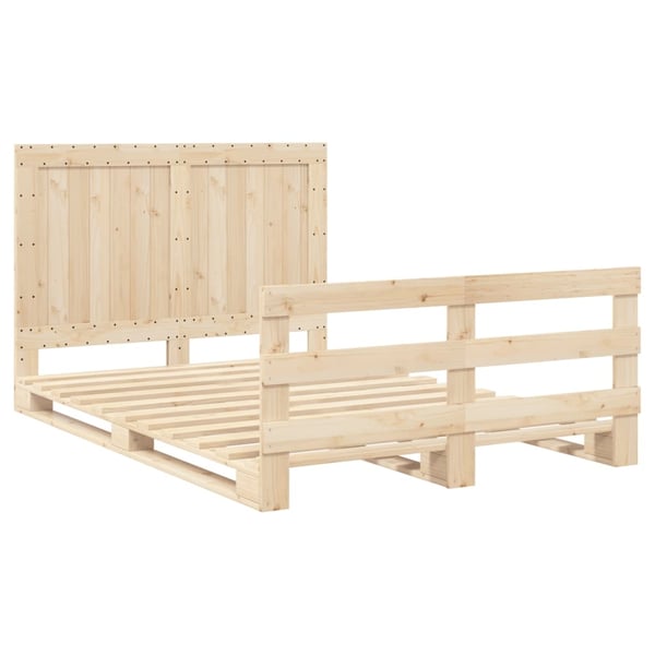 vidaXL sengeramme med sengegavl 140x200 cm massivt fyrretræ hvid