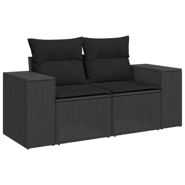 vidaXL Loungegrupp 10 delar med svarta dynor konstrotting