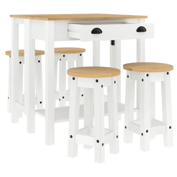 vidaXL Barsett 5 deler hvit heltre furu