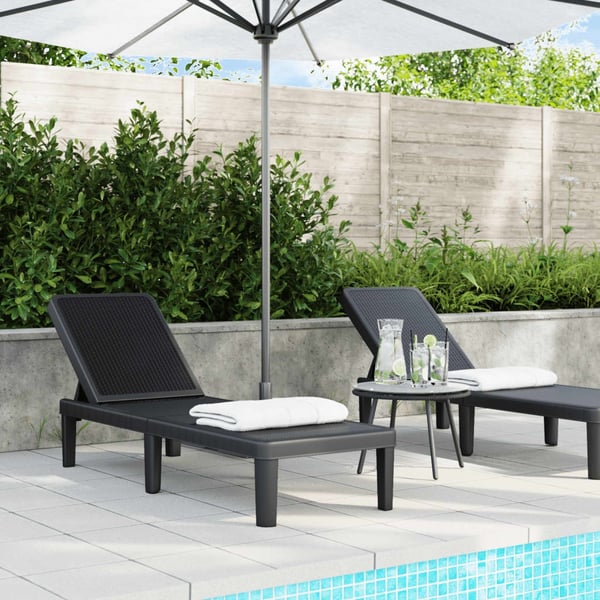 vidaXL Høydejusterbar solseng 4-veis 155,5x57x28 cm polypropylen