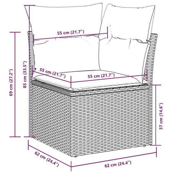 vidaXL sofasæt til haven 10 dele med hynder polyrattan sort
