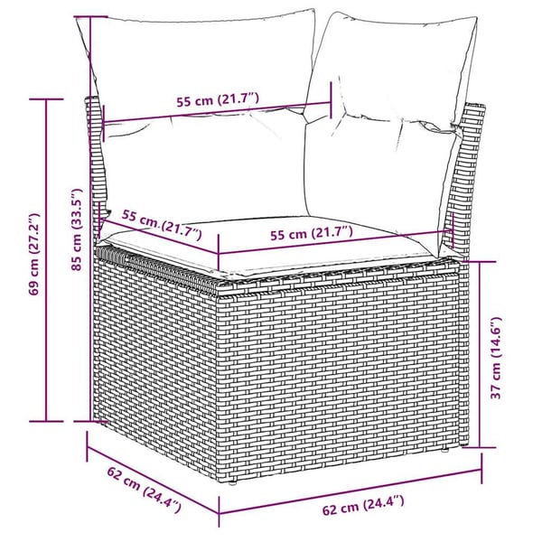 vidaXL Loungegrupp med dynor 6 delar svart konstrotting
