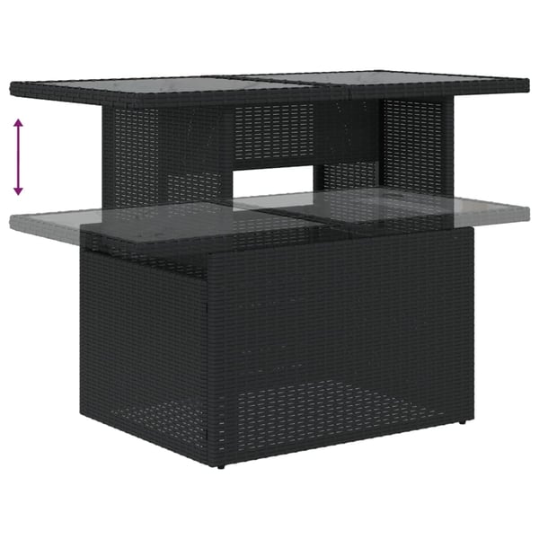 vidaXL sofasæt til haven 7 dele med hynder polyrattan sort
