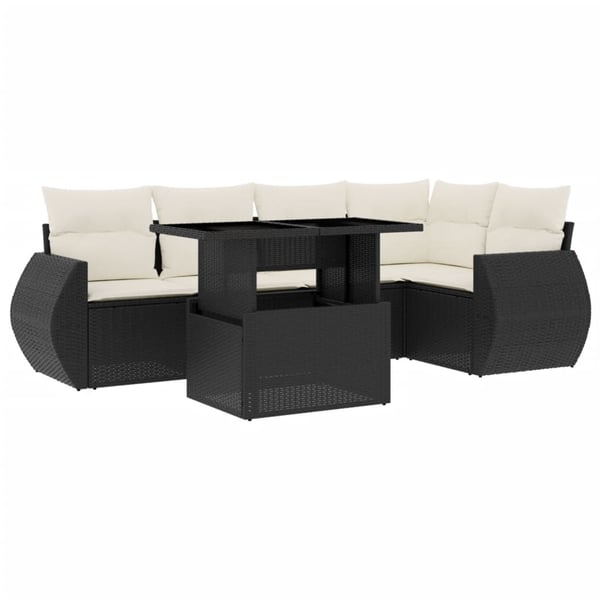 vidaXL Loungegrupp med dynor 6 delar svart konstrotting