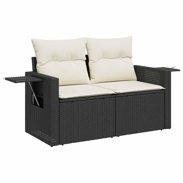 vidaXL Loungegrupp för trädgården med dynor 5 delar svart konstrotting