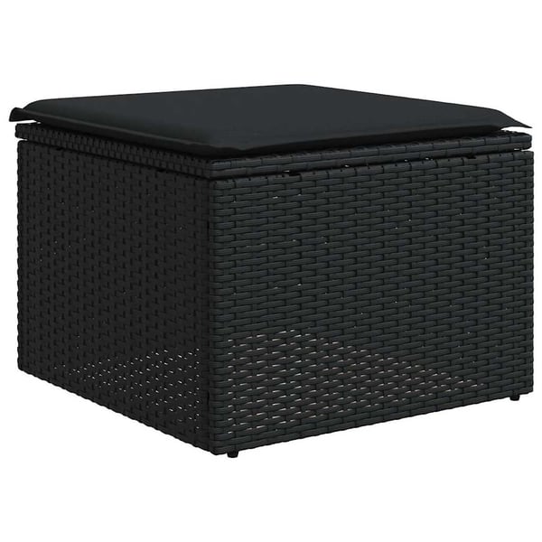 vidaXL Loungegrupp för trädgården med dynor 8 delar svart konstrotting