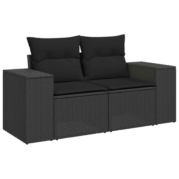 vidaXL Loungegrupp för trädgården med dynor 8 delar svart konstrotting
