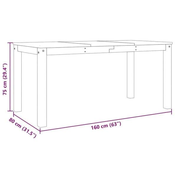 vidaXL spisebord PANAMA 160x80x75 cm massivt fyrretræ grå