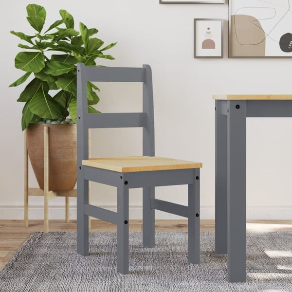 vidaXL Spisestoler 2 stk PANAMA grå 40x46x90 cm heltre furu