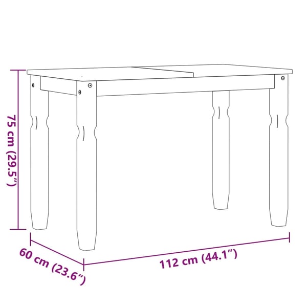 vidaXL spisebord Corona 112x60x75 cm massivt fyrretræ grå