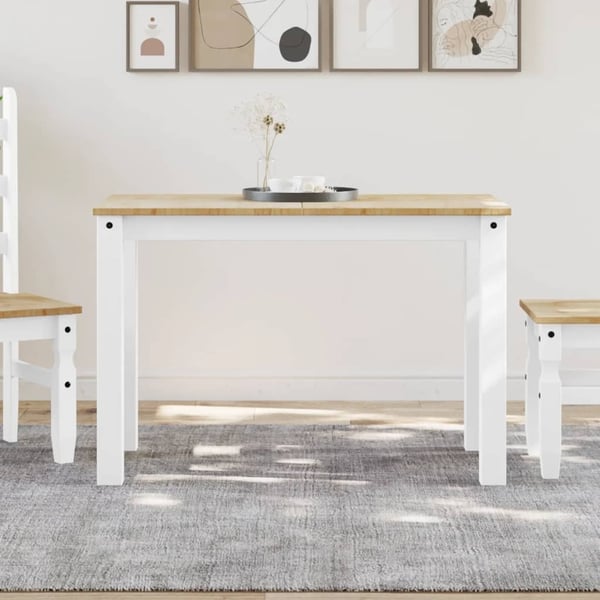vidaXL spisebord PANAMA 112x60x75 cm massivt fyrretræ hvid