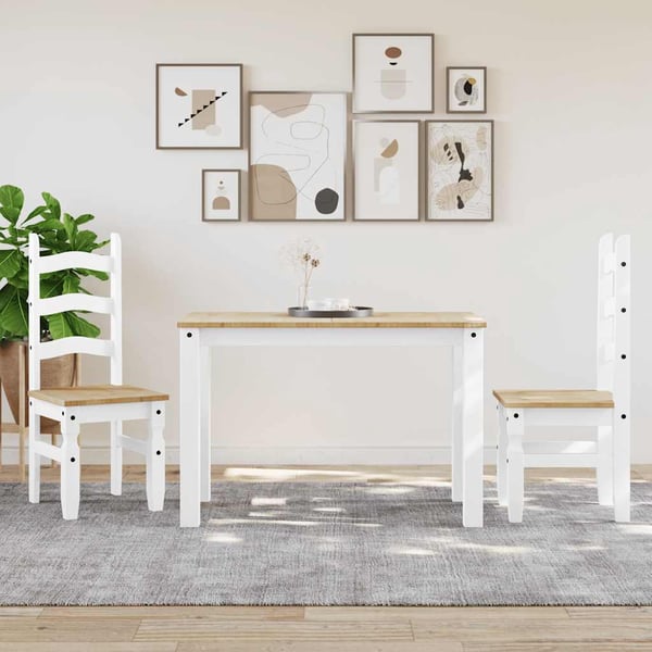 vidaXL spisebord PANAMA 112x60x75 cm massivt fyrretræ hvid