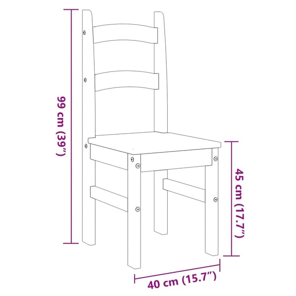 vidaXL Spisestoler 2 stk hvit 40x46x99 cm heltre furu