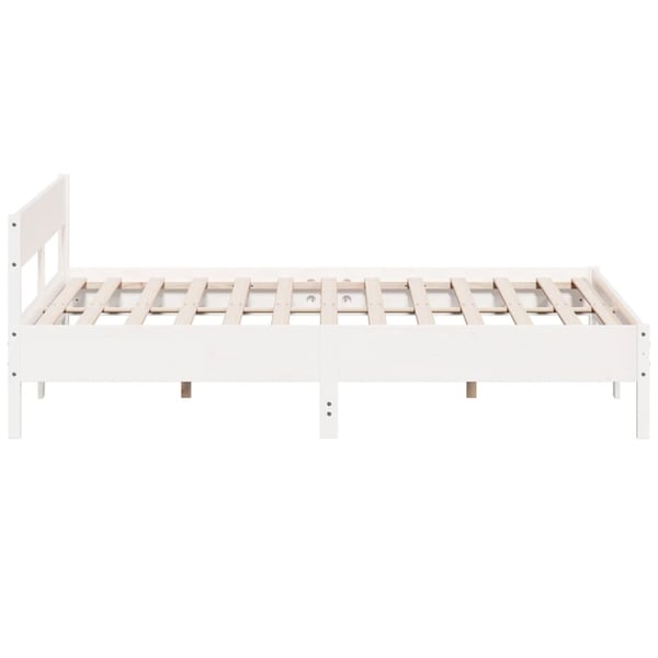 vidaXL Sengeramme med madrass hvit 200x200 cm heltre furu