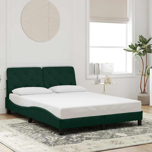 vidaXL sengeramme uden madras Mørkegrøn 120x200 cm Fløjl