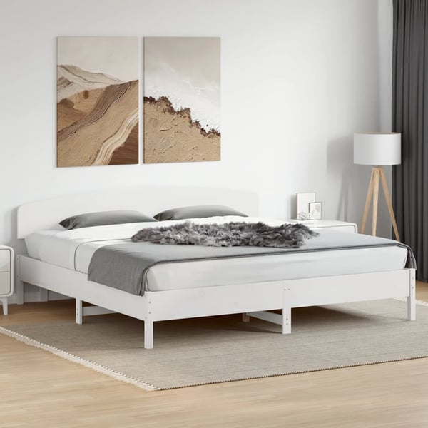 vidaXL sengeramme uden madras 200x200 cm massivt fyrretræ hvid