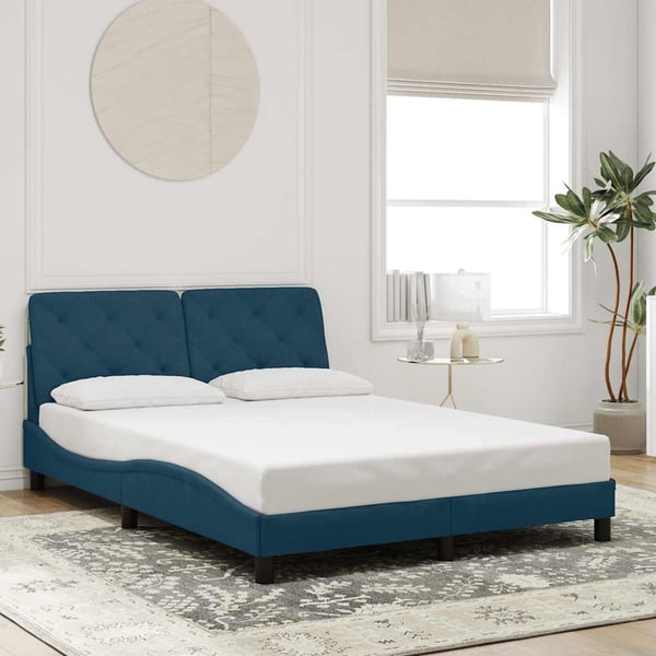 vidaXL sengeramme uden madras 140x190 cm velour blå