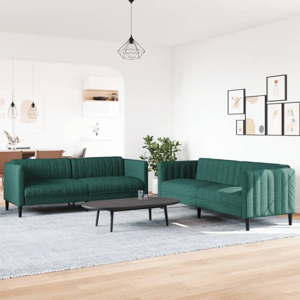 vidaXL sofasæt 2 dele stof mørkegrøn