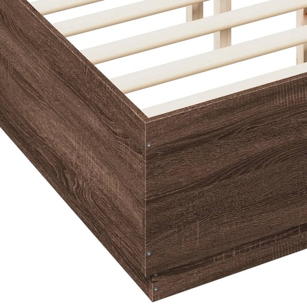 vidaXL sengestel 135x190 cm konstrueret træ brun eg