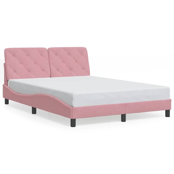 vidaXL sengeramme uden madras 120x200 cm fløjl pink