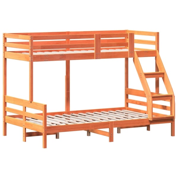 vidaXL køjeseng 80x200/120x200 cm massivt fyrretræ gyldenbrun