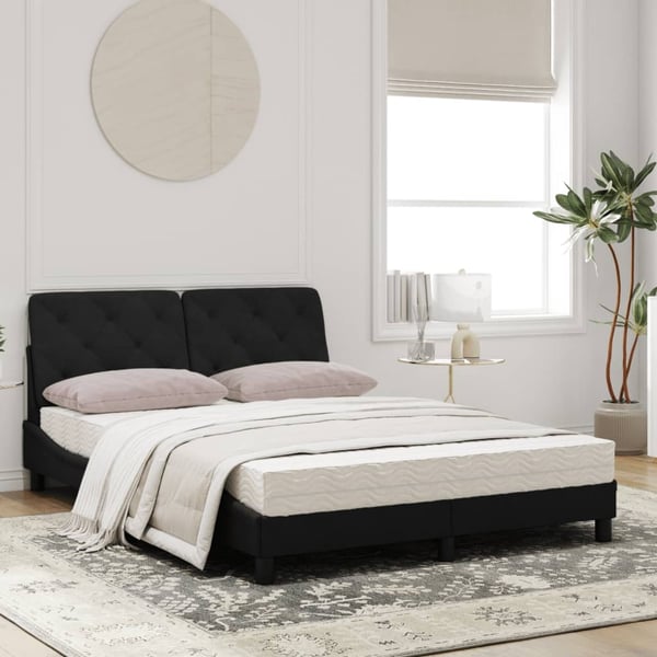 vidaXL seng med madras 140x190 cm velour sort