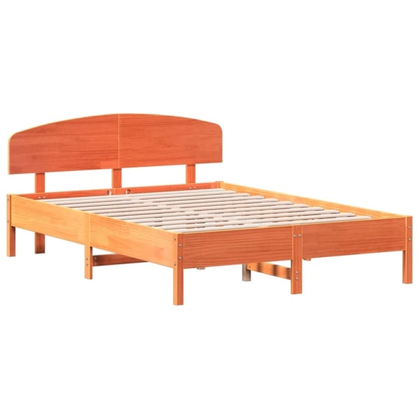 vidaXL sengeramme uden madras 140x200 cm massivt fyr gyldenbrun