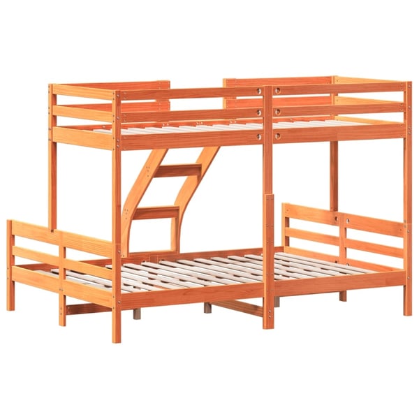 vidaXL køjeseng 90x200/140x200 cm massivt fyrretræ gyldenbrun