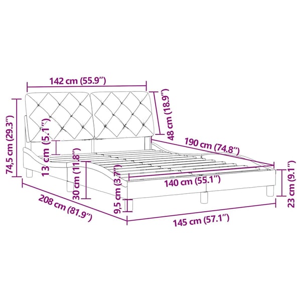 vidaXL sengeramme uden madras Lysegrå 140x190 cm Fløjl