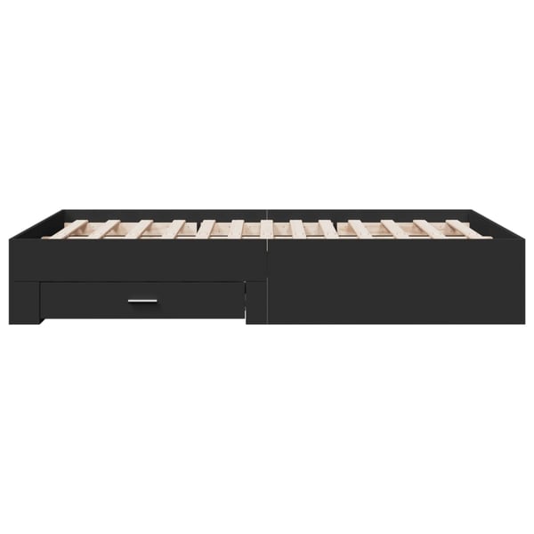 vidaXL sengeramme med skuffer 135x190 cm konstrueret træ sort