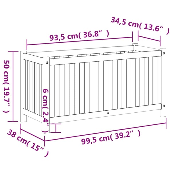 vidaXL plantekasse med for 99,5x38x50 cm massivt akacietræ