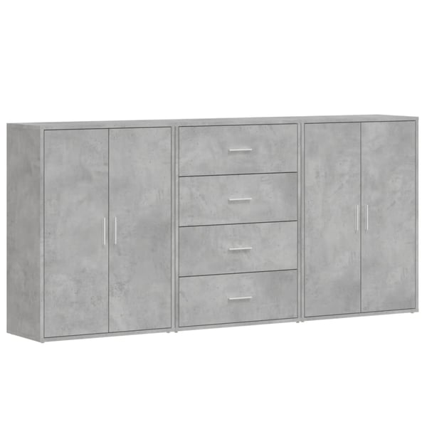 vidaXL Skjenker 3 stk betonggrå 60x31x84 cm konstruert tre