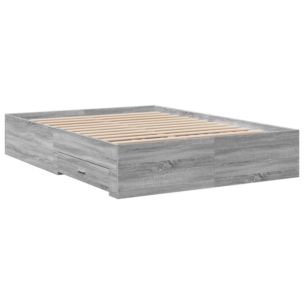 vidaXL Sengeramme med skuffer grå sonoma 120x190 cm konstruert tre