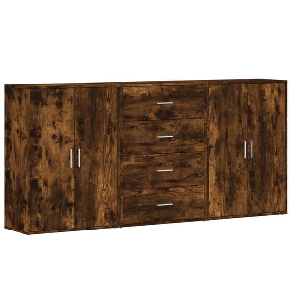 vidaXL Skjenker 3 stk røkt eik 60x31x84 cm konstruert tre