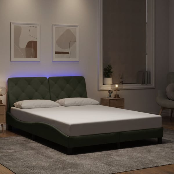 vidaXL sengeramme med LED uden madras 140x190 cm velour lysegrå