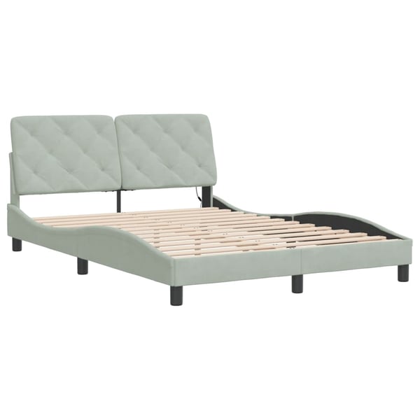 vidaXL sengeramme med LED uden madras 140x190 cm velour lysegrå