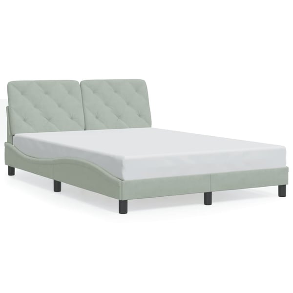 vidaXL sengeramme med LED uden madras 140x190 cm velour lysegrå