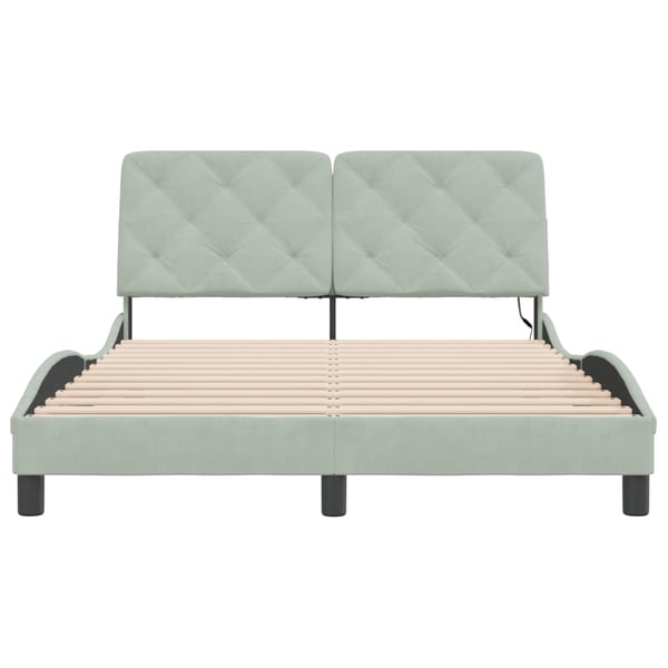 vidaXL sengeramme med LED uden madras 140x190 cm velour lysegrå