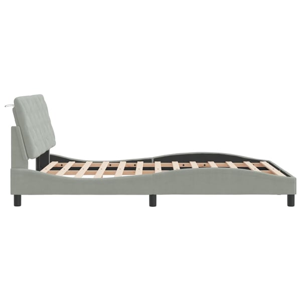 vidaXL sengeramme med LED uden madras 140x190 cm velour lysegrå