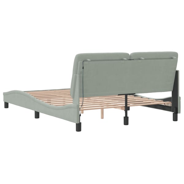 vidaXL sengeramme med LED uden madras 140x190 cm velour lysegrå